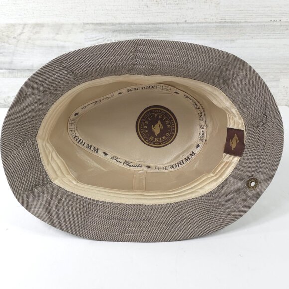 PETER GRIMM FEDORA HAT IN TAN COLOR MEN'S SIZE XXL HOUNDSTOOTH PATTERN *EUC*.... - Picture 4 of 16